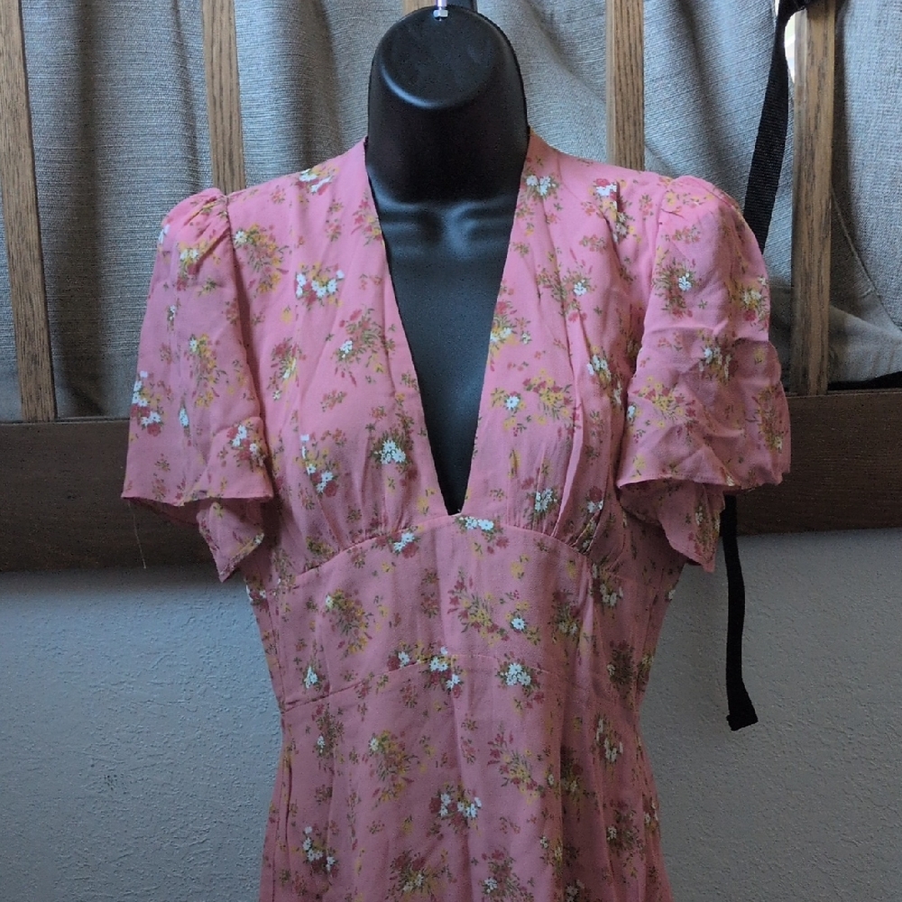 ✨ Reformation Mya Mini Dress In Pink Floral Size 8 - Picture 3 of 8